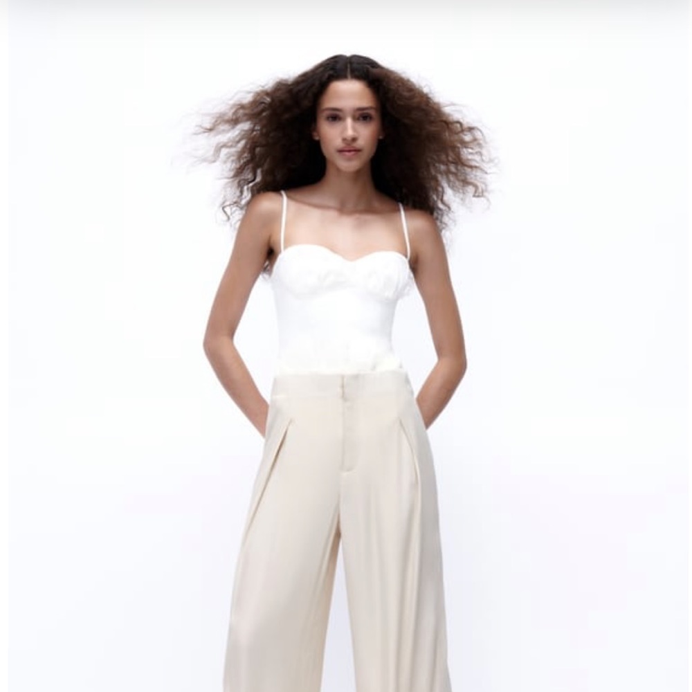 Zara Linen Blend Corset Bodysuit